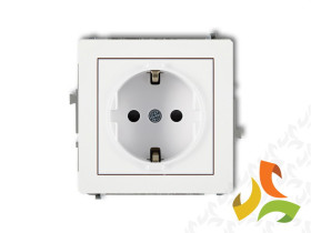 DECO Gniazdo pojedyncze z uziemieniem schuko (przesłony torów prądowych) biały DGP-1sp KARLIK