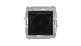 Mini Gniazdo Bryzgoszczelne Z/U Ip44 Z Przesłonami Klapka Dymna Czarny Mat...