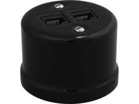 Gniazdo LAN natynkowe 2xRJ45 kat.5e Retro ceramic, czarne