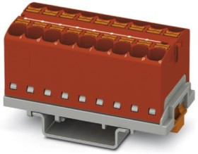 Distribution block, push-in connection, 0.2-6.0 mm², 18 pole, 32 A, 6 kV, red, 3273574