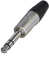 6.35 mm jack plug, 3 pole (stereo), solder connection, zinc alloy, RP3C