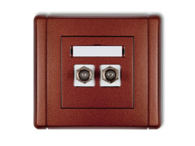 FLEXI Gniazdo antenowe podwójne typu "F" (SAT) pozłacane brązowy metalik 9FGF-2.1 KARLIK