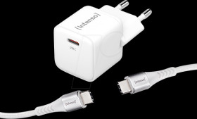 7803042 USB charger, 30 W, 1x USB-C, GaN, white, USB-C cable, 1.5 m