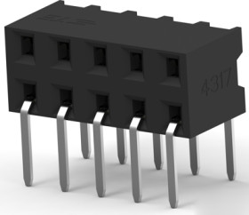 Socket header, 10 pole, pitch 2 mm, angled, black, 1-2314924-0