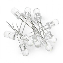 Dioda LED 5mm biała clear migająca - 10szt.