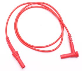 Przewód bezp. banan kątowy-prosty 4mm 10A PPS1C-0002-R CAT IV 600V, SILIKON. czerwony