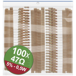 Quadrios 22P109 Carbon Film Resistor Set 47 &#x3A9; Axial Lead 0.5 W 5