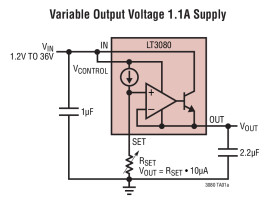 Adjustable 1.1A Single Resistor Low Dropout Regulator
