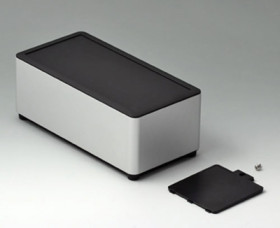 Aluminum enclosure, (L x W x H) 164 x 74 x 70 mm, black (RAL 9005), IP40, EE186059