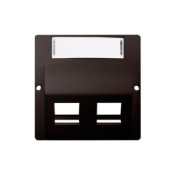 Simon Basic Pokrywa gniazd teleinf. na Keystone skośna podwójna z polem opis. czekoladowy BMGKS2P.01/47