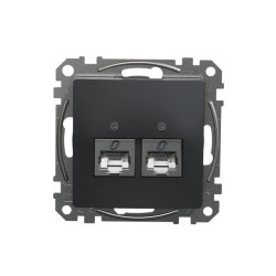 Gniazdo komputerowe podwójne RJ45 kat. 5e STP, czarny antracyt, Sedna Design i Elements SDD114452S