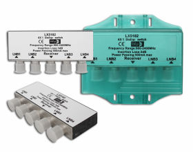 Złącze SAT DiSEqC 4x1 w obudowie.