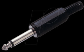 Jack plug, 6.3 mm mono with bend protection