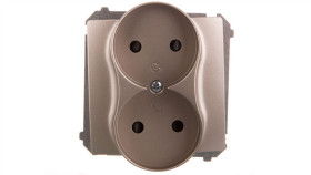 Simon Basic Gniazdo Podwójne B/U Z Przesłonami Satynowy Bmg2mz.01/29