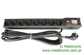 Listwa zasilająca przeciwprzepięciowa Lestar, 8x230V, bezp. 16A, kabel 3m, kol