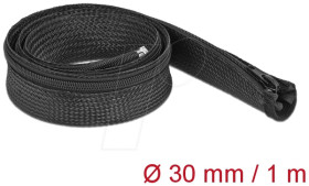 19165 Braided Sleeve with zip fastener heat-resistant 1 m x 30 mm blac