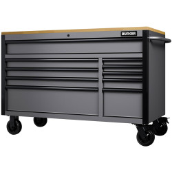Bunker 31760 10 Drawer Workbench Roller Tool Cabinet, 56&quot;, Light Grey