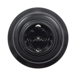 Gniazdo elektryczne Schuko ceramiczne okrągłe z ramką, montaż podtynkowy, kolor czarny Ceramic Loft