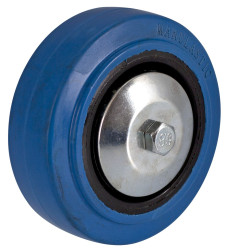 Kółko do wózka, Lite, Guma, Czarny, Niebieski, obc.: 150kg, śred.: 80mm, szer.: 32mm