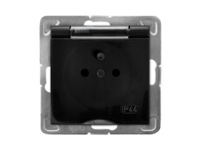 IMPRESJA Gniazdo bryzgoszczelne z uziemieniem IP44 transparentne czarny metalik GPH-1YZ/m/33/d OSPEL