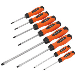 Sealey HV004 Screwdriver Set 8pc Hammer-Thru Hi-Vis Orange