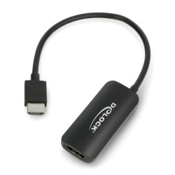 Adapter wtyk HDMI - gniazdo Displayport + zasilanie microUSB 4K 60Hz Delock - czarny - 24cm