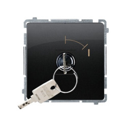 Simon Basic Łącznik chwilowy jednobiegunowy z kluczem, 2 pozycyjny, 0-I” styk N/O. czarny BMP1K.01/49