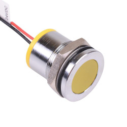 Q22F7CXXY24E Yellow Flush 22mm 12VDC LED Panel Indicator IP67 APEM