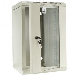 Szafa wisząca RACK 10" 9U 300mm drzwi szklane szara NEKU TS