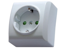 BIS Gniazdo pojedyncze z uziemieniem schuko z przesłonami torów prądowych biały GN-1BSP/00 OSPEL