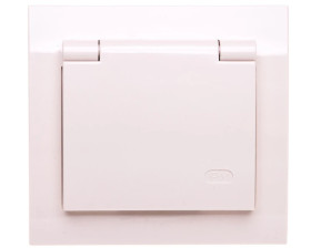 KIER Gniazdo bryzgoszczelne z/u IP44 z przesłonami klapka beżowa GPH-1WZP/01/w