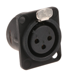 Złącze XLR 3 -pinowe Montaż na panelu Żeński Czarny metaliczny