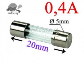 0,4A bezpiecznik szklany zwłoczny; 5x20mm
