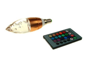 Żarówka LED Offa E14 3W RGB z pilotem miedziana