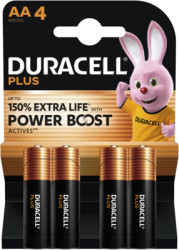 Alkali manganese-battery, 1.5 V, LR6, AA, round cell, surface contact, DURACELL PLUS POWER BOOST AA4