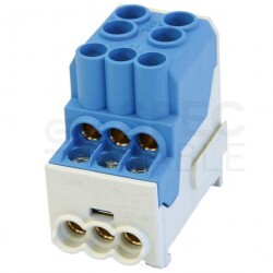 Blok rozdzielczy dystrybucyjny Al/Cu (max. 25mm2) na szynę TH35 niebieski SDB100 25 SIMBLOCK SIMET