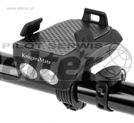 Latarka rowerowa 4w1 klakson, uchw. tel., PowerBan