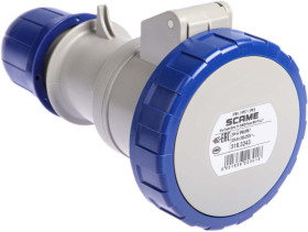 Złącze przemysłowe - zasilające 32A Gniazdo 230 V 2P + E Żeński Scame Niebieski Montaż na kablu, IP67