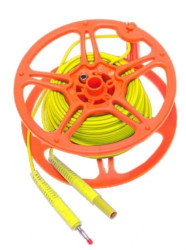 Przewód 25 m żółty do pomiaru uziemień na szpuli (wtyki bananowe) WAPRZ025YEBBSZ