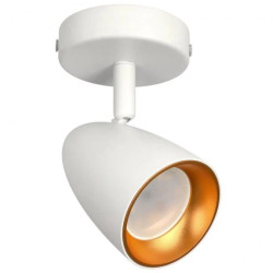 Pojedyncza punktowa oprawa sufitowa typu spot OVO 1 White Gold, listwa, IP20, GU10, biała, pierścień złoty EDO777236 EDO