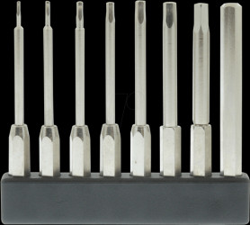 MBS73 4-mm mini bit set, long, hexagon, 8 pieces