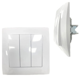 Włącznik do Światła Potrójny Wyłącznik Łącznik Podtynkowy 230V Biały WESA