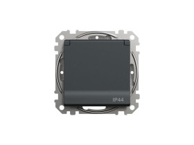 SEDNA DESIGN & ELEMENTS Gniazdo pojedyncze z uziemieniem z przesłonami IP44 antracyt SDD214013 SCHNEIDER ELECTRIC