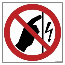 ZNAK - GB031 Nie dotykać urządzenie pod napięciem 15 x 15 cm KN - Folia podłogowa