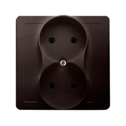 Simon Basic Gniazdo podwójne b/u kompletne czekoladowy BMG2/47