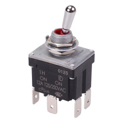 On-On Sealed 12mm Toggle Switch DPDT 12A IP68
