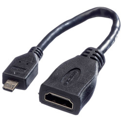 Value 11.99.5584 Shielded HDMI cable Black 0.15 m HDMI-A HDMI-Micro-D plug
