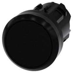 SIRIUS ACT, PRZYCISK, 22MM, OKRÄGÅY, TWORZYWO, CZARNY, PÅASKI, Z SAMOPOWROTEM - 3SU1000-0AB10-0AA0
