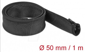 19166 Braided Sleeve with zip fastener heat-resistant 1 m x 50 mm blac