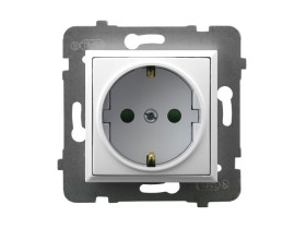 ARIA Gniazdo pojedyncze z uziemieniem schuko z przesłonami torów prądowych biały GP-1USP/m/00 OSPEL